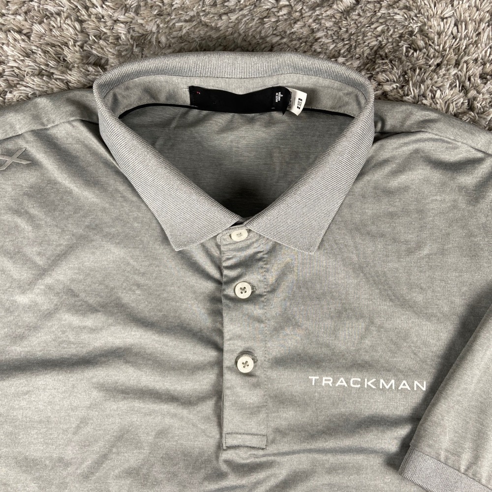 RLX Ralph Lauren Custom Slim Fit Performance Polo Shirt Mens Large Grey Trackman